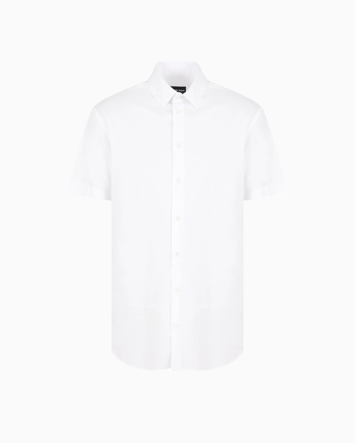 Short-sleeved, stretch plain-knit shirt