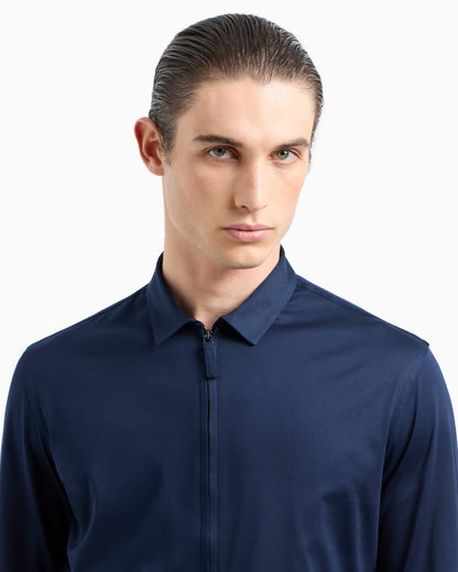 Cotton-jersey zipped shirt