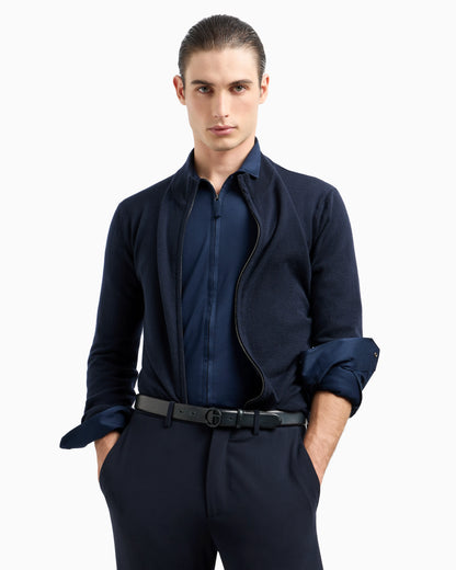 Cotton-jersey zipped shirt