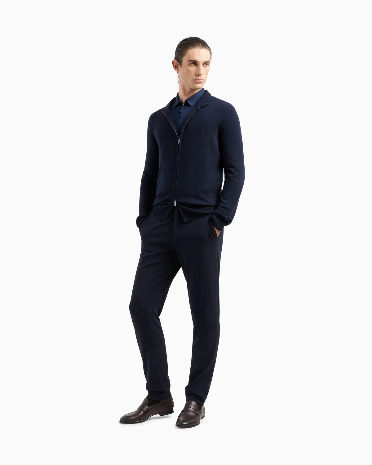Cotton-jersey zipped shirt