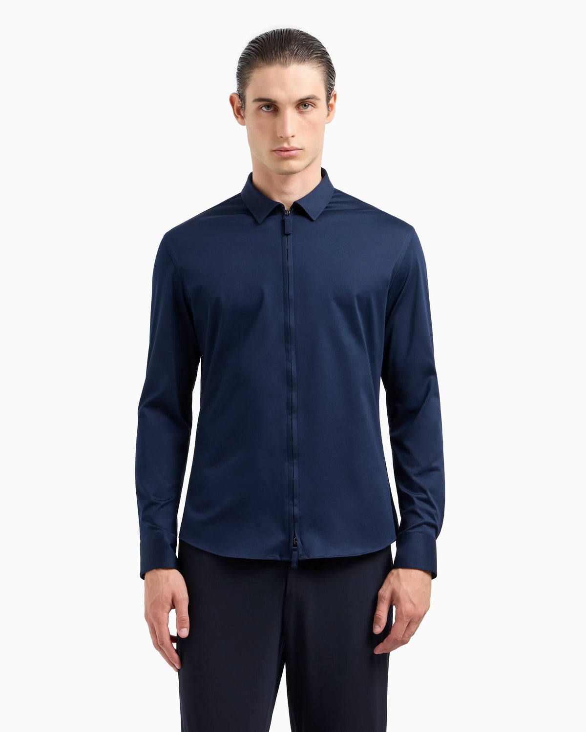 Cotton-jersey zipped shirt