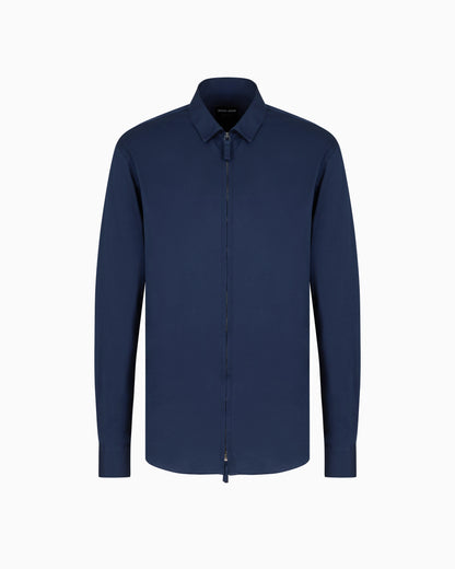Cotton-jersey zipped shirt
