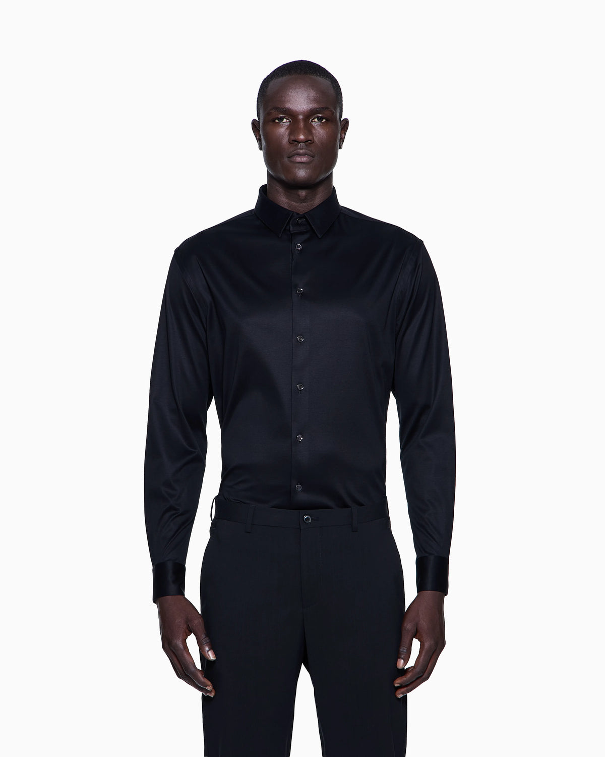 Plain-knit cotton interlock shirt