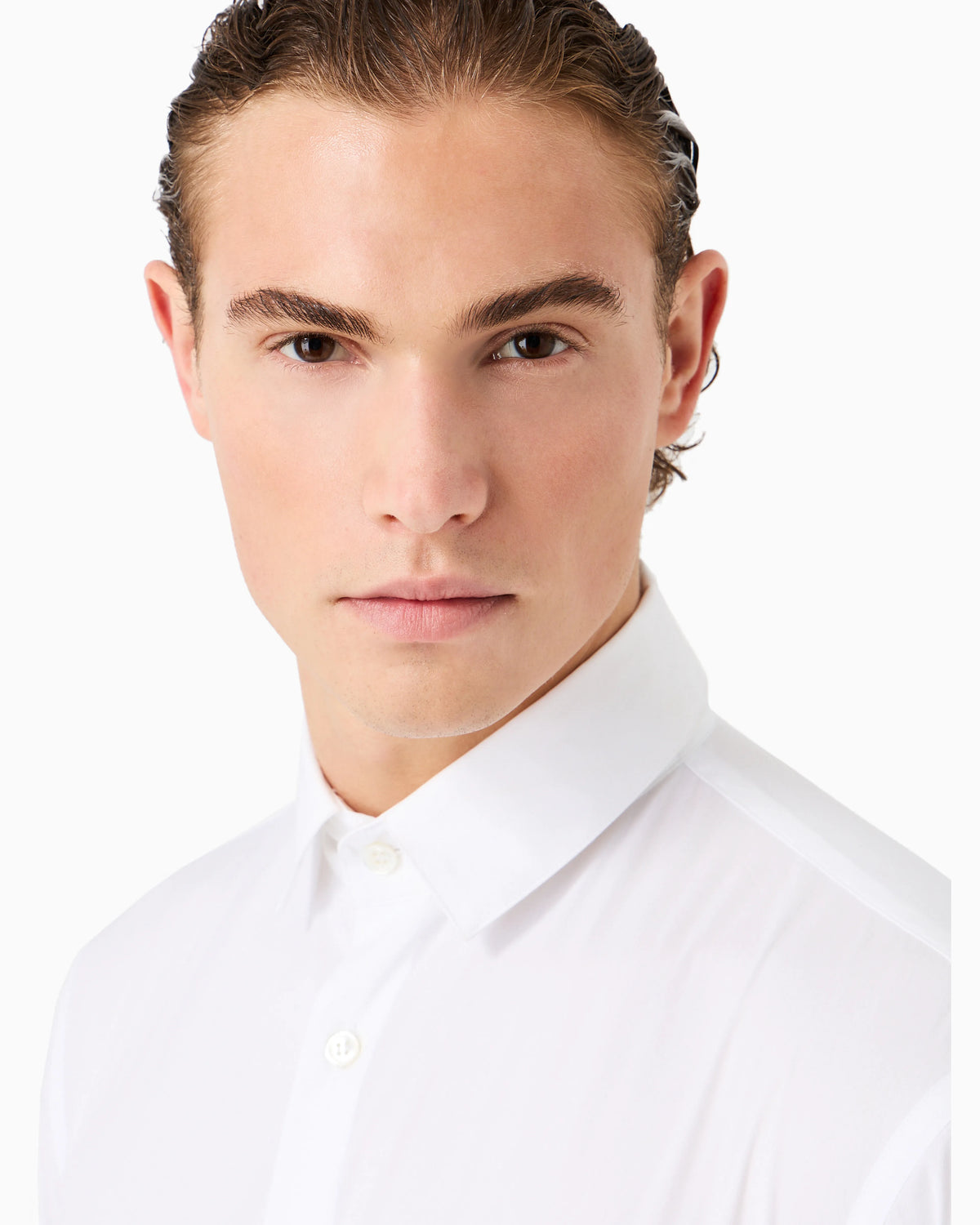 Plain-knit stretch cotton shirt
