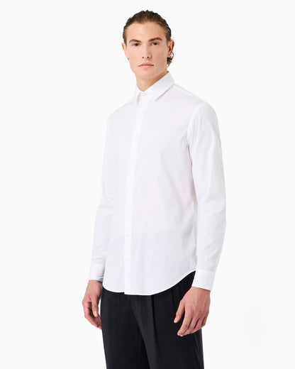 Plain-knit stretch cotton shirt