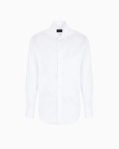 Plain-knit stretch cotton shirt