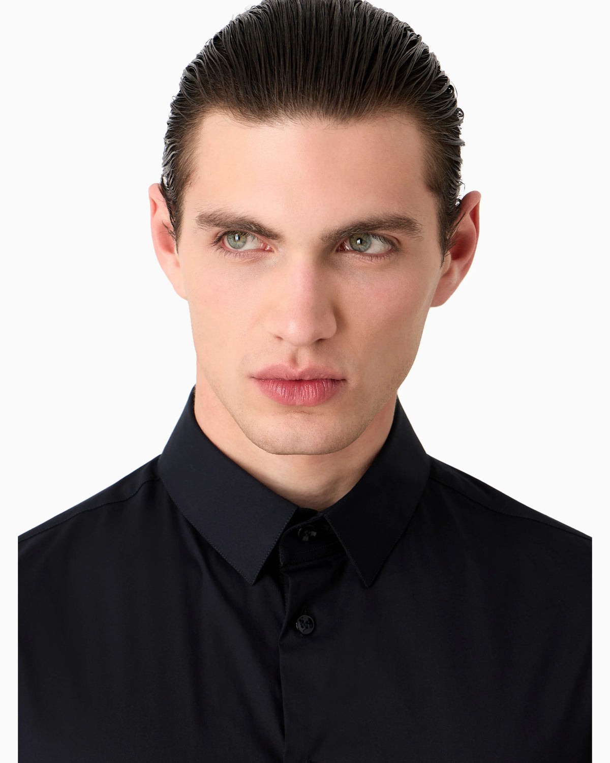 Plain-knit stretch cotton shirt
