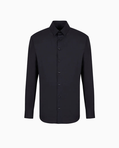 Plain-knit stretch cotton shirt