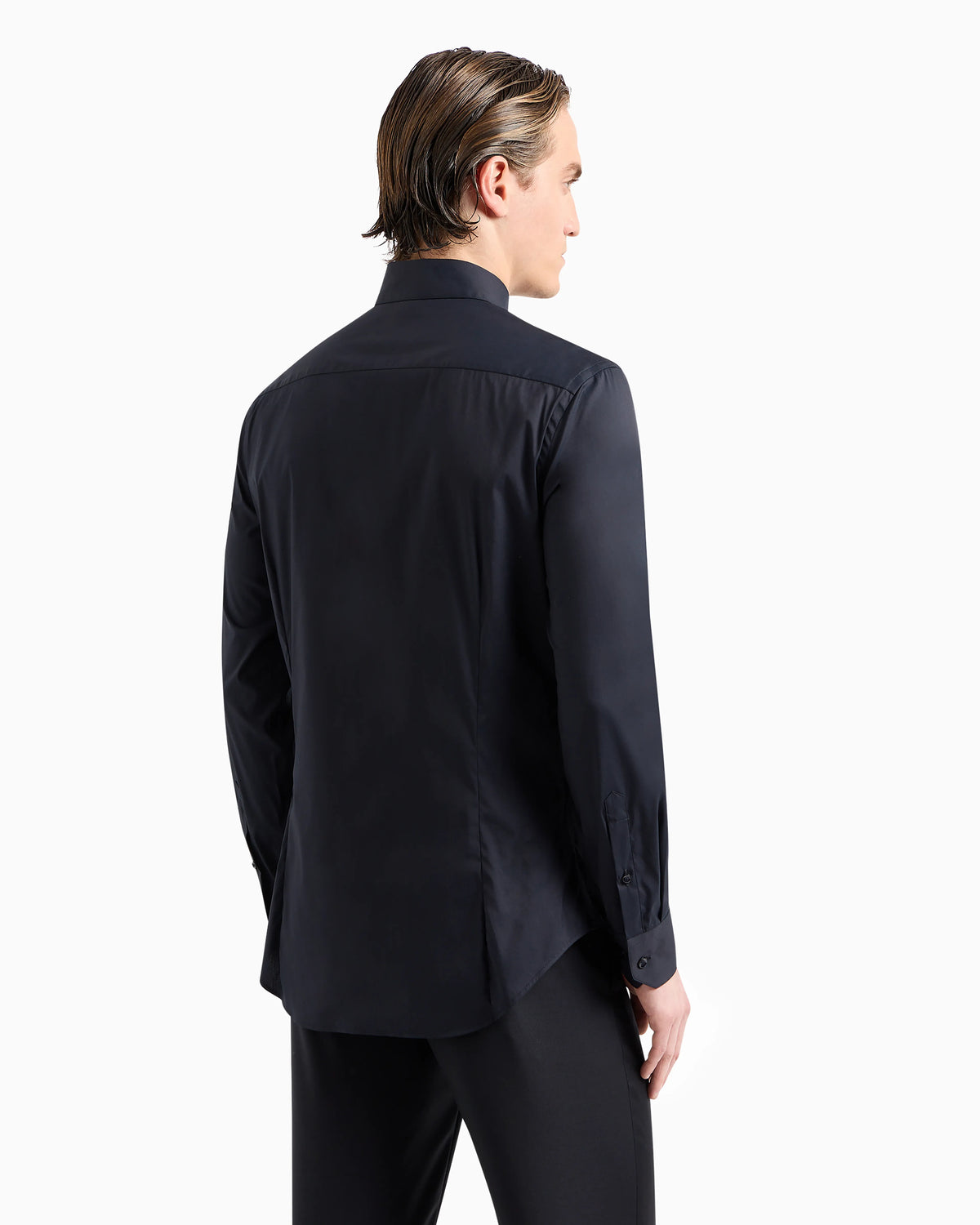 Plain-knit stretch cotton shirt