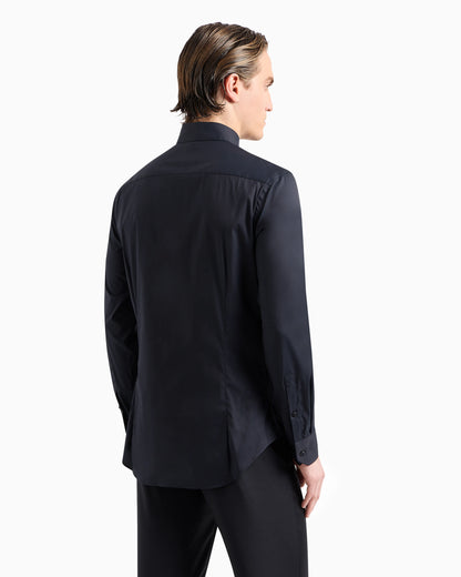 Plain-knit stretch cotton shirt