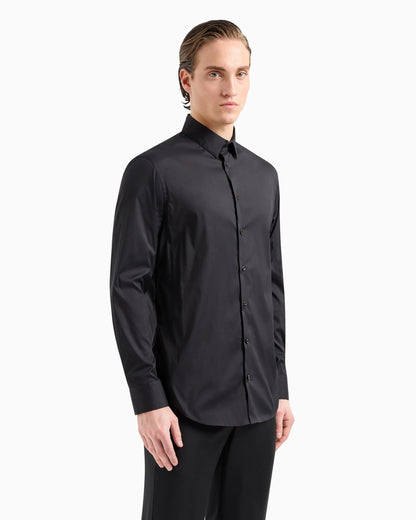 Plain-knit stretch cotton shirt