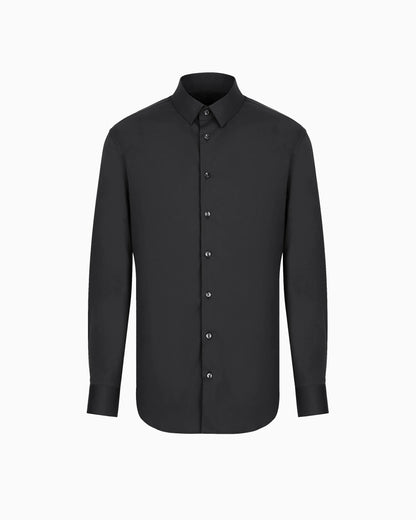Plain-knit stretch cotton shirt