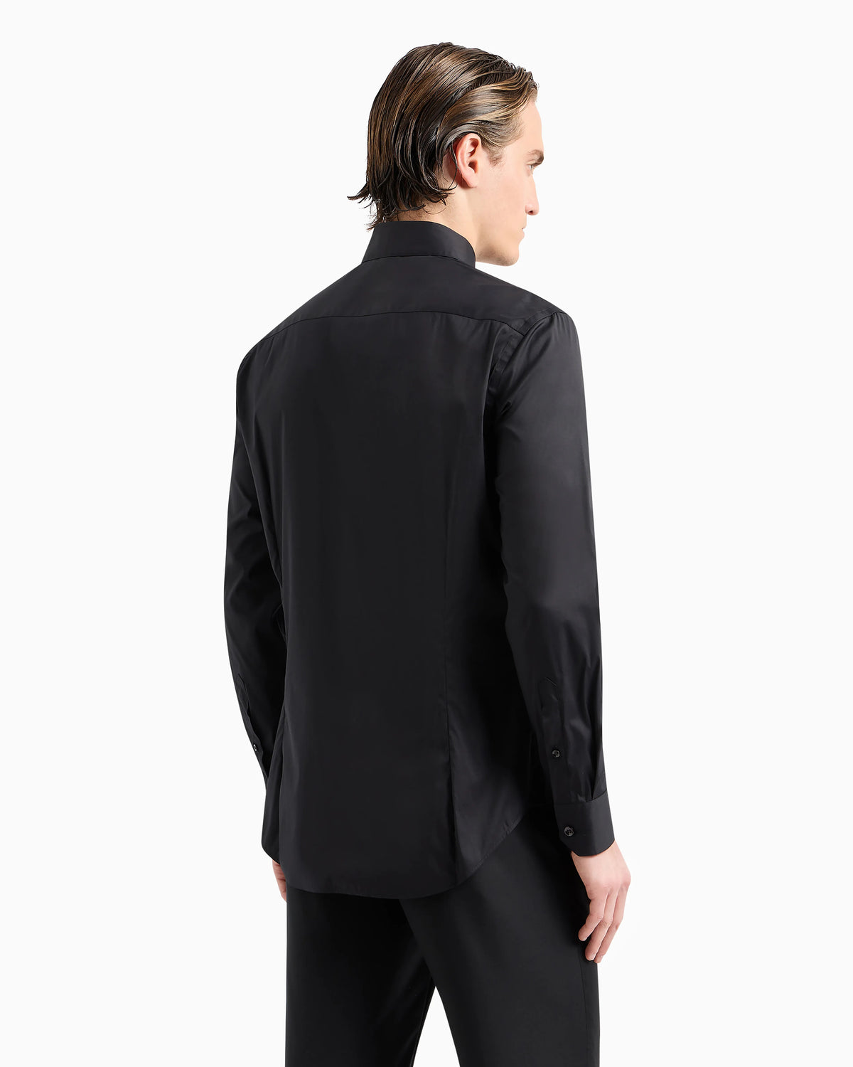 Plain-knit stretch cotton shirt