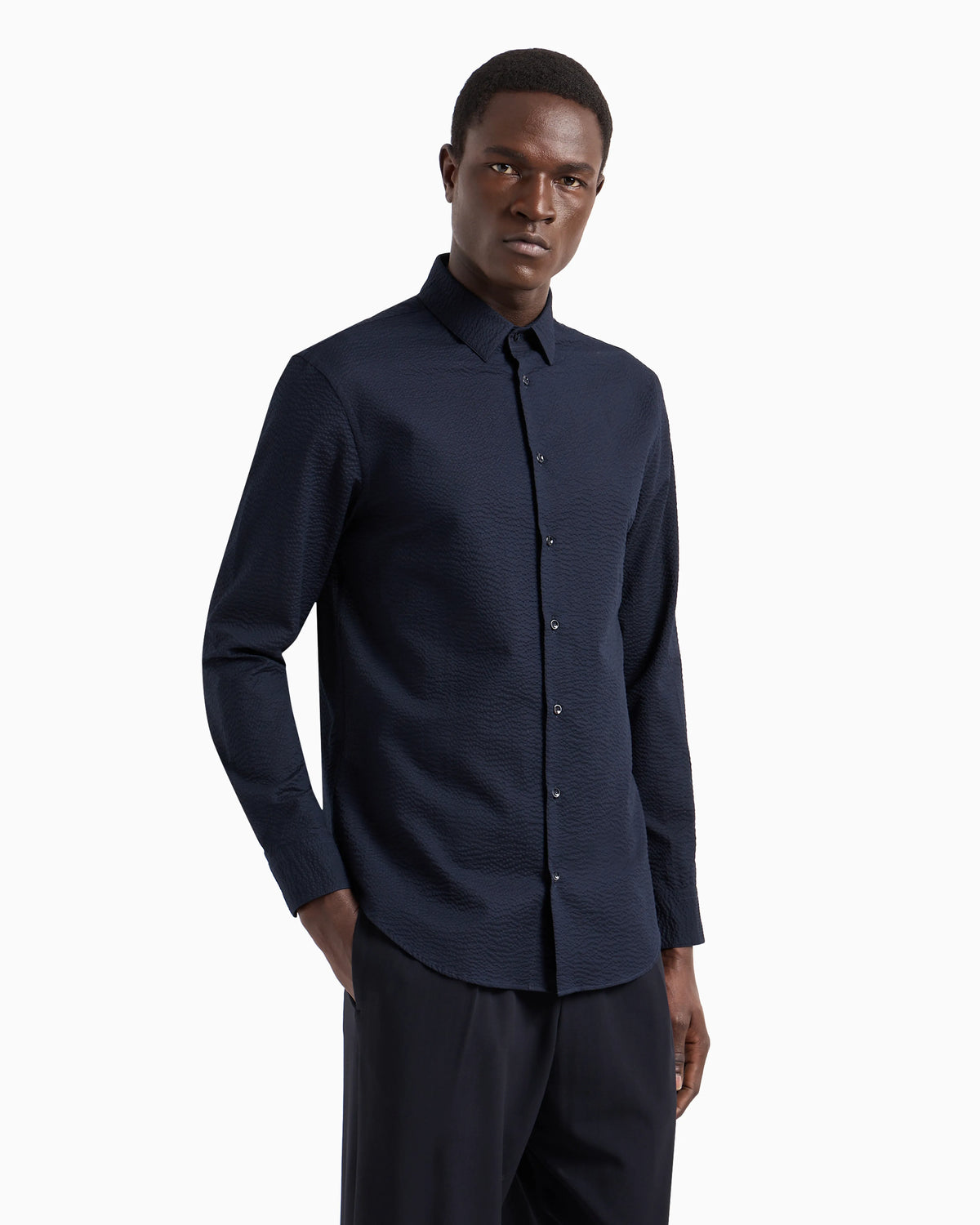 Regular-fit cotton-seersucker shirt
