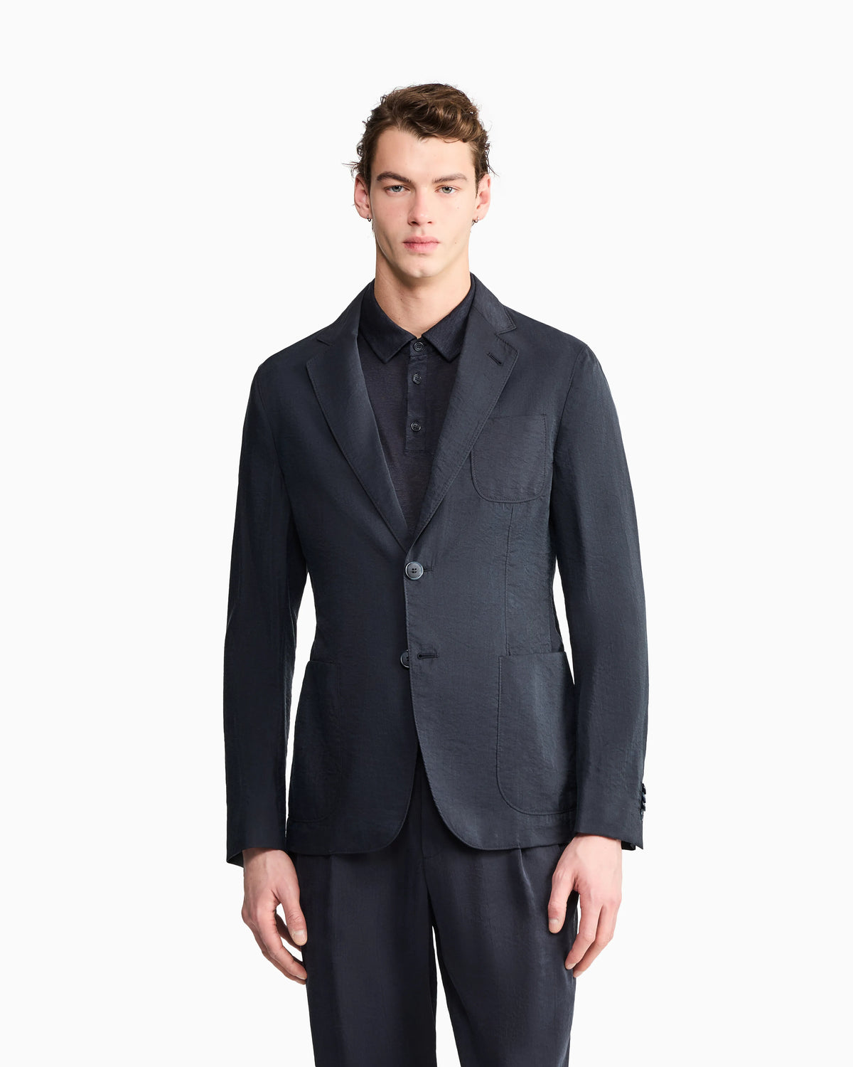 Upton Line single-breasted jacket in a silk-blend twill