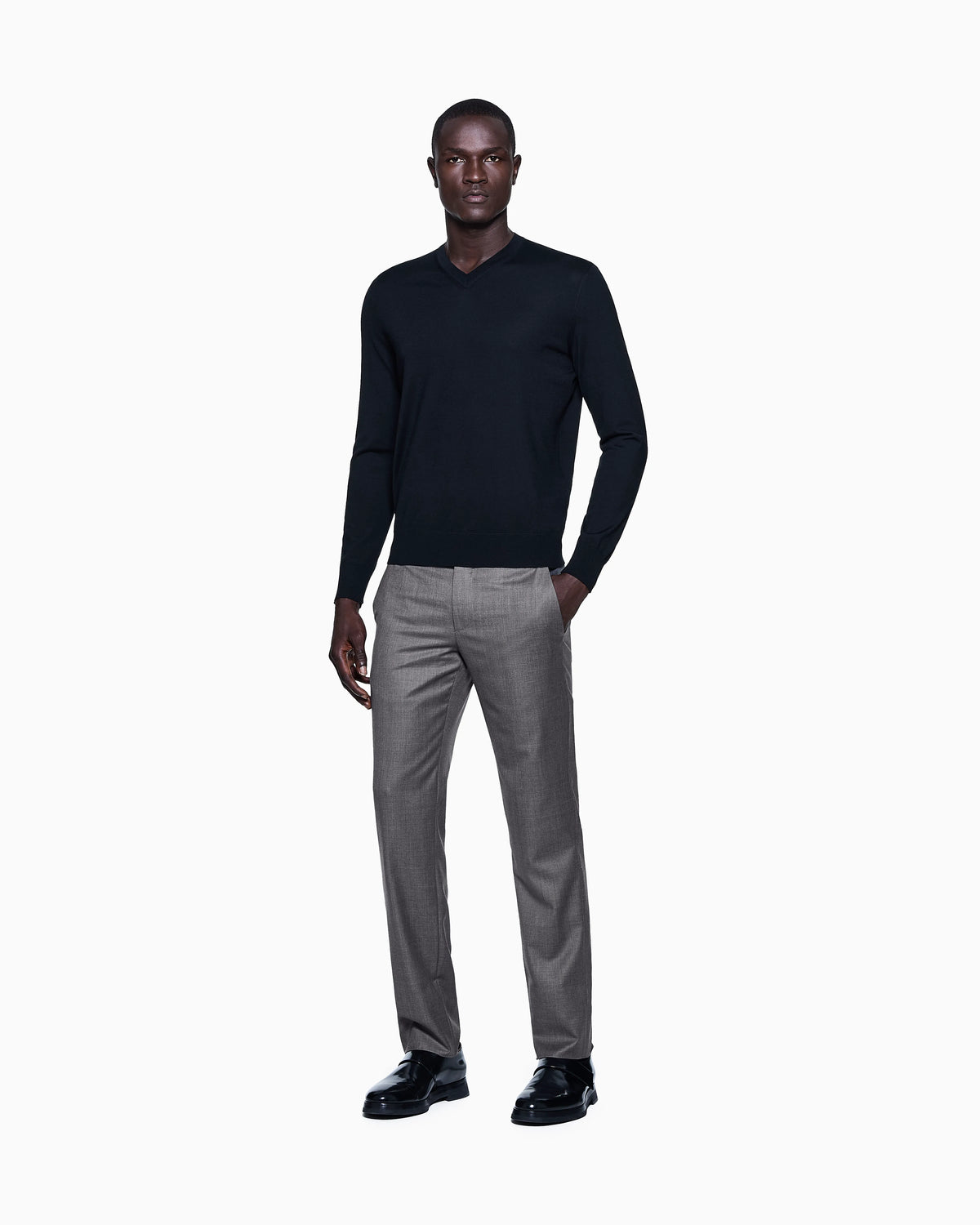 Wool and cashmere gabardine trousers