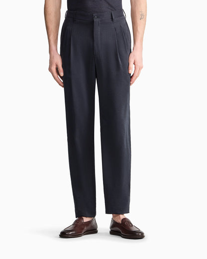Two-dart trousers in silk-blend twill