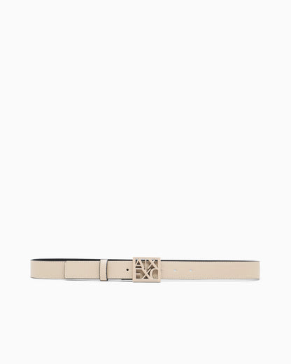 Adjustable belt with matte finish and square cut-out buckle
