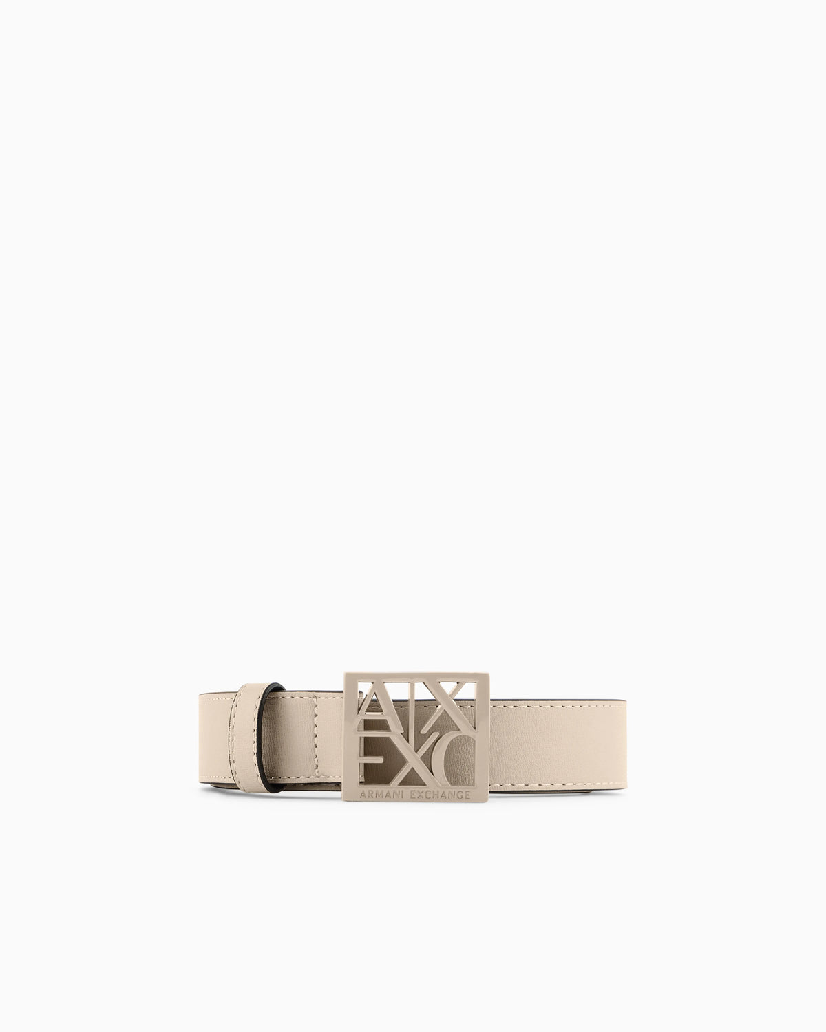 Adjustable belt with matte finish and square cut-out buckle