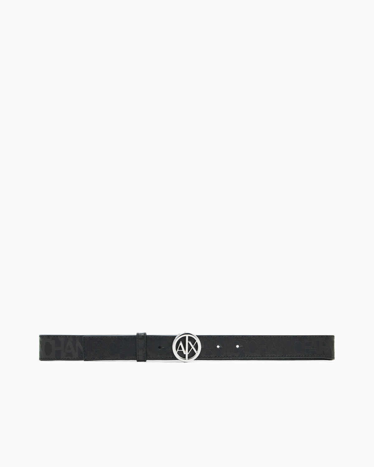 Belt with allover logo and logo buckle