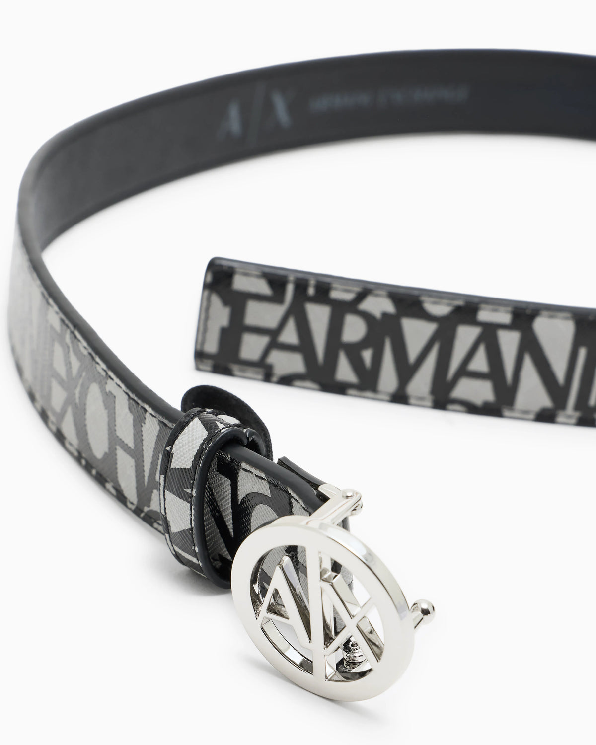 Belt with allover logo and logo buckle
