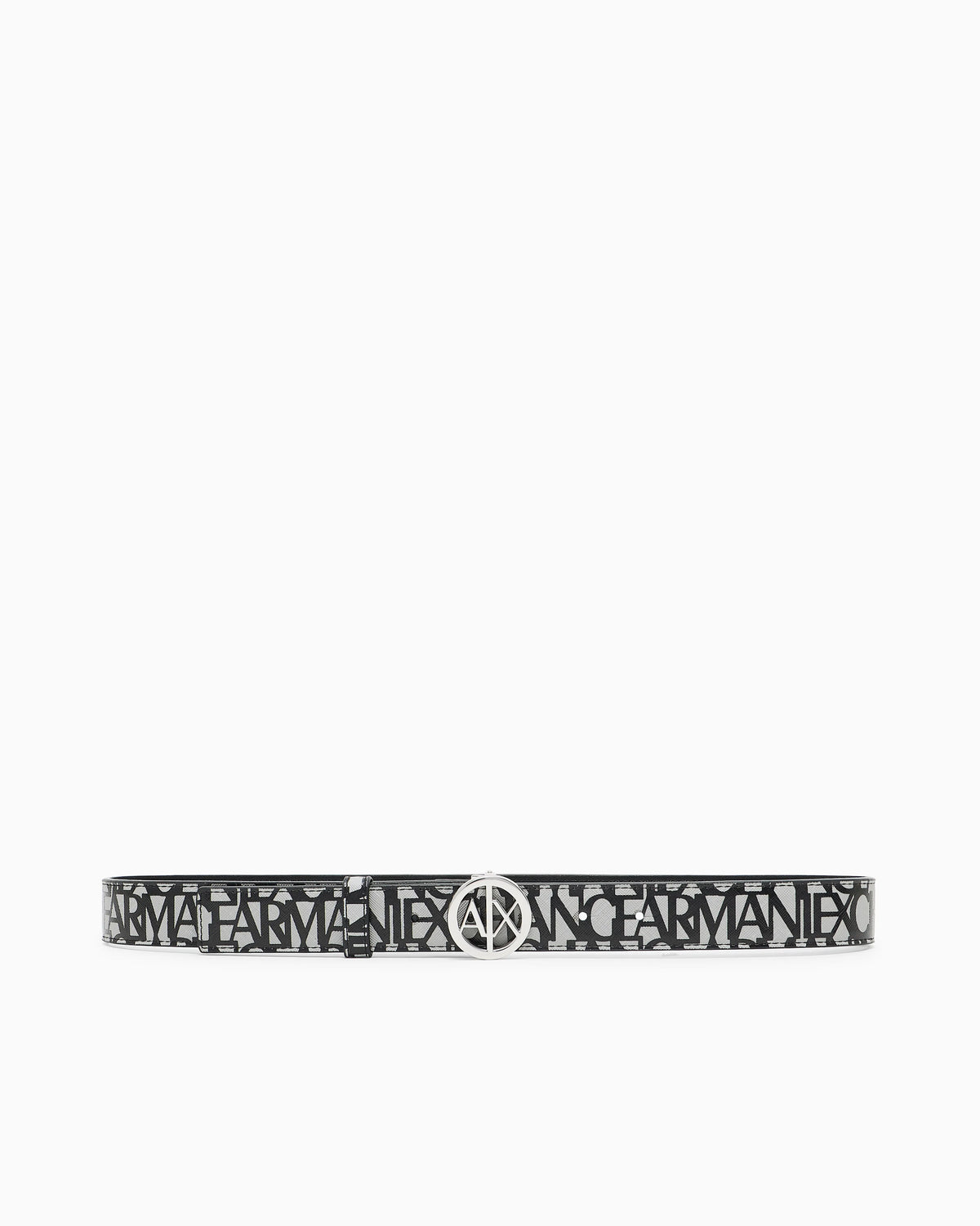 Belt with allover logo and logo buckle