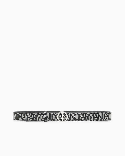 Belt with allover logo and logo buckle