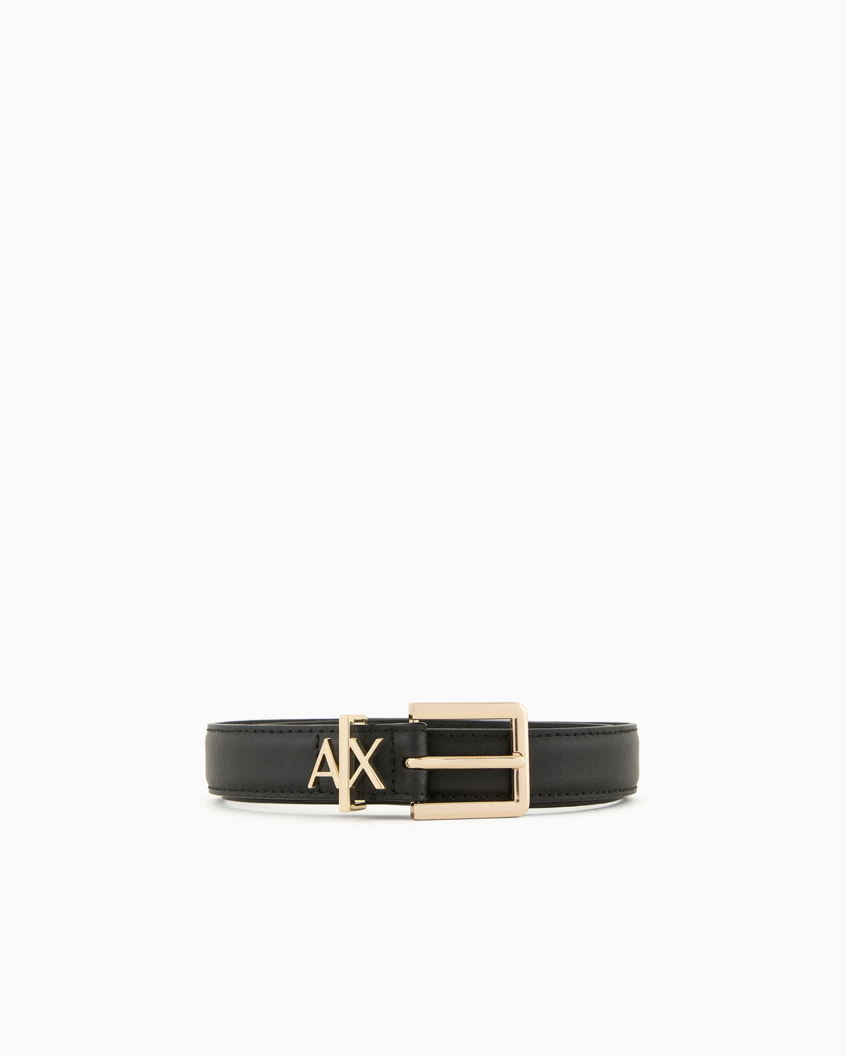 Tongue belt in split leather with transfer coating