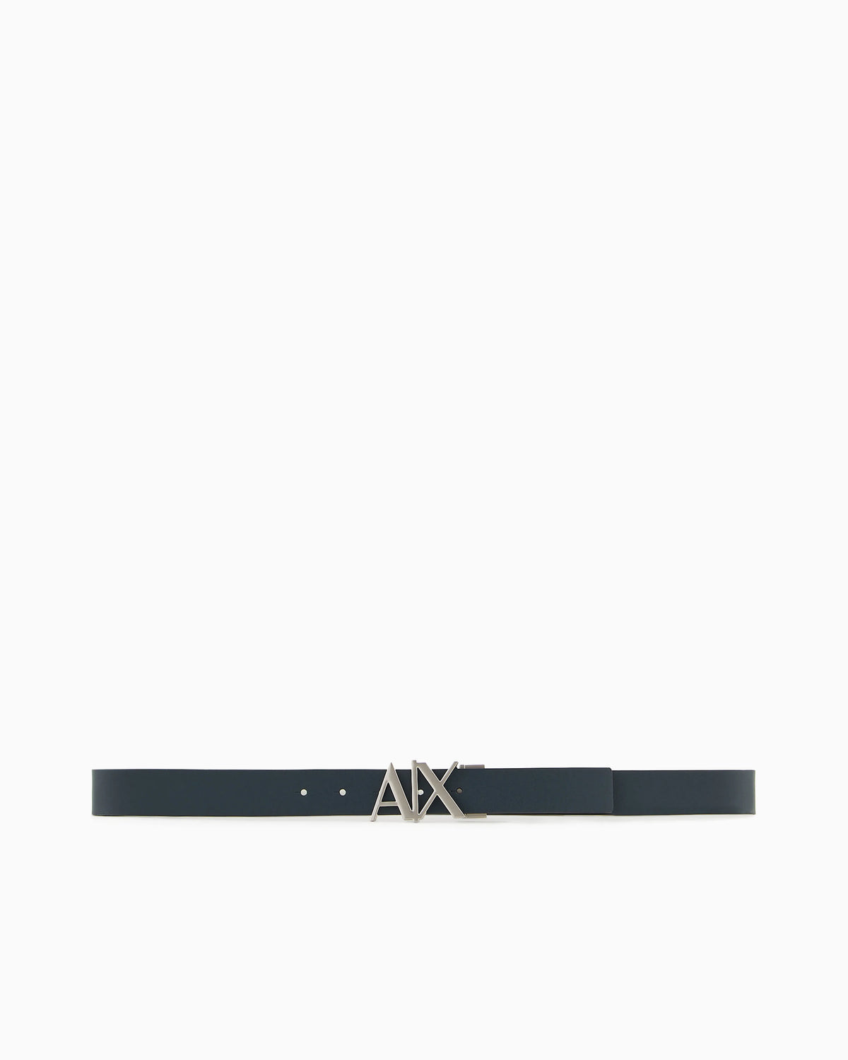 Leather belt with reversible plate buckle
