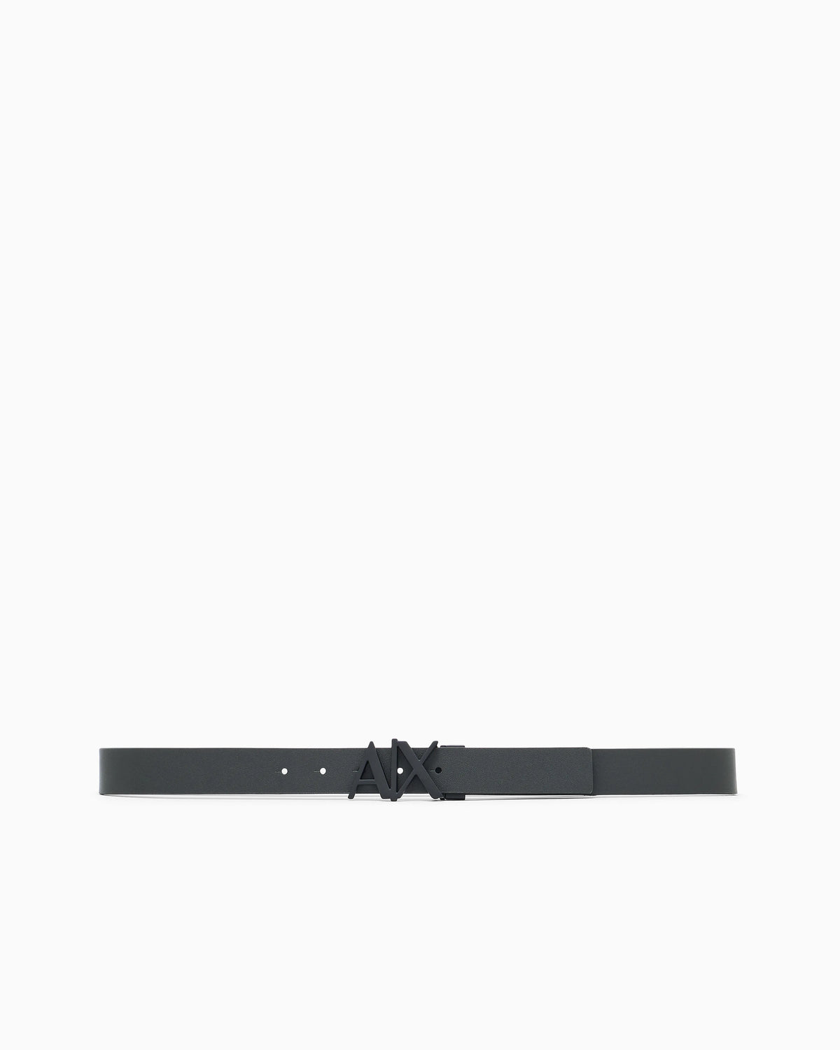 Leather belt with reversible plate buckle