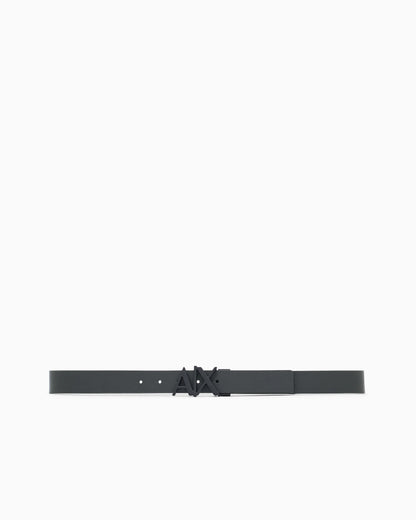 Leather belt with reversible plate buckle