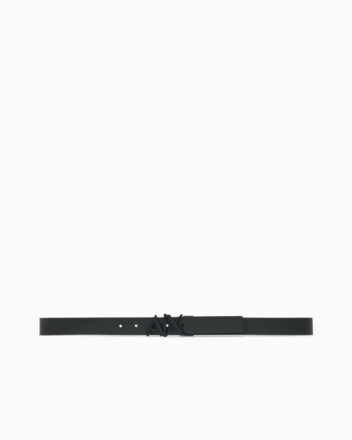 Leather belt with reversible plate buckle