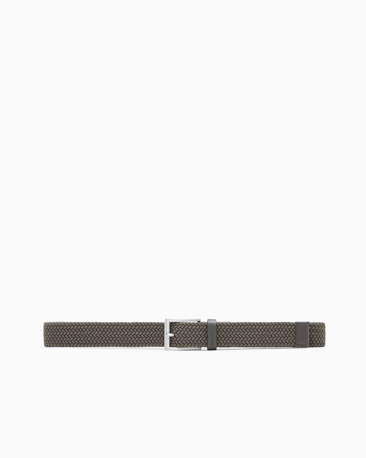 Tongue belt in fabric and leather