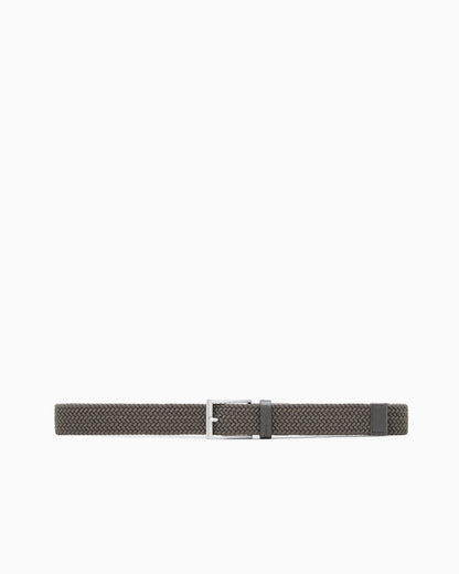 Tongue belt in fabric and leather