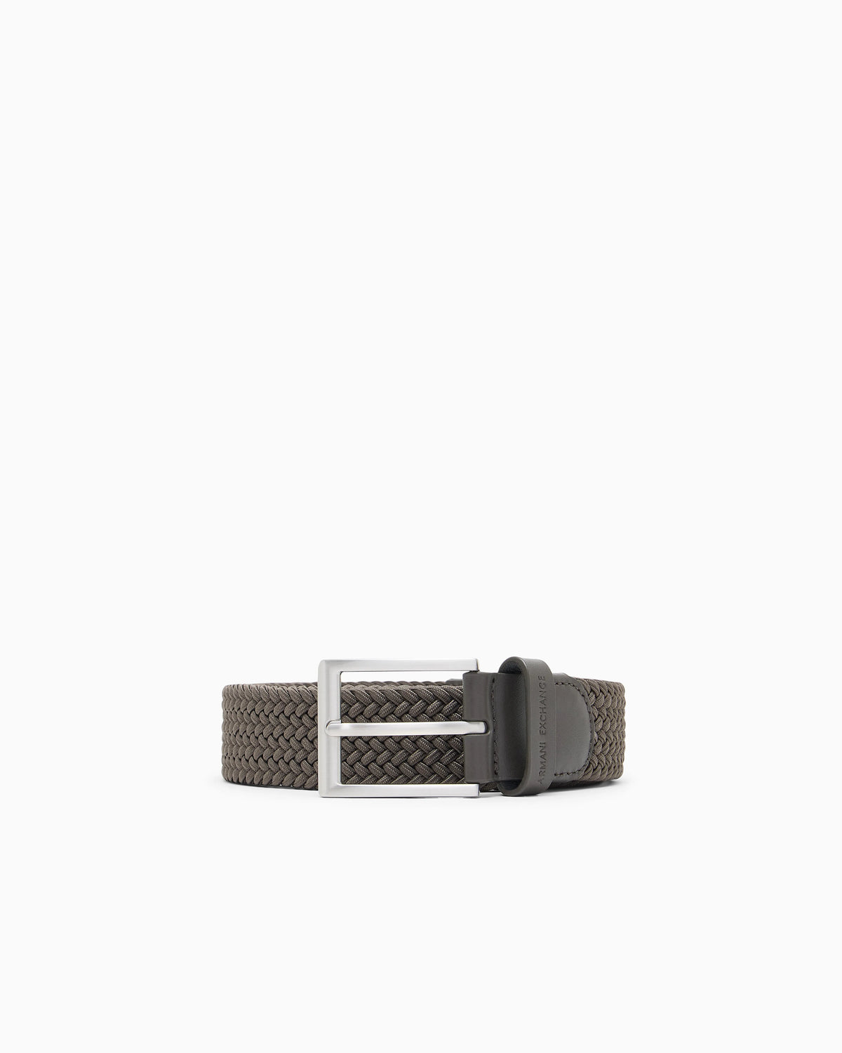 Tongue belt in fabric and leather