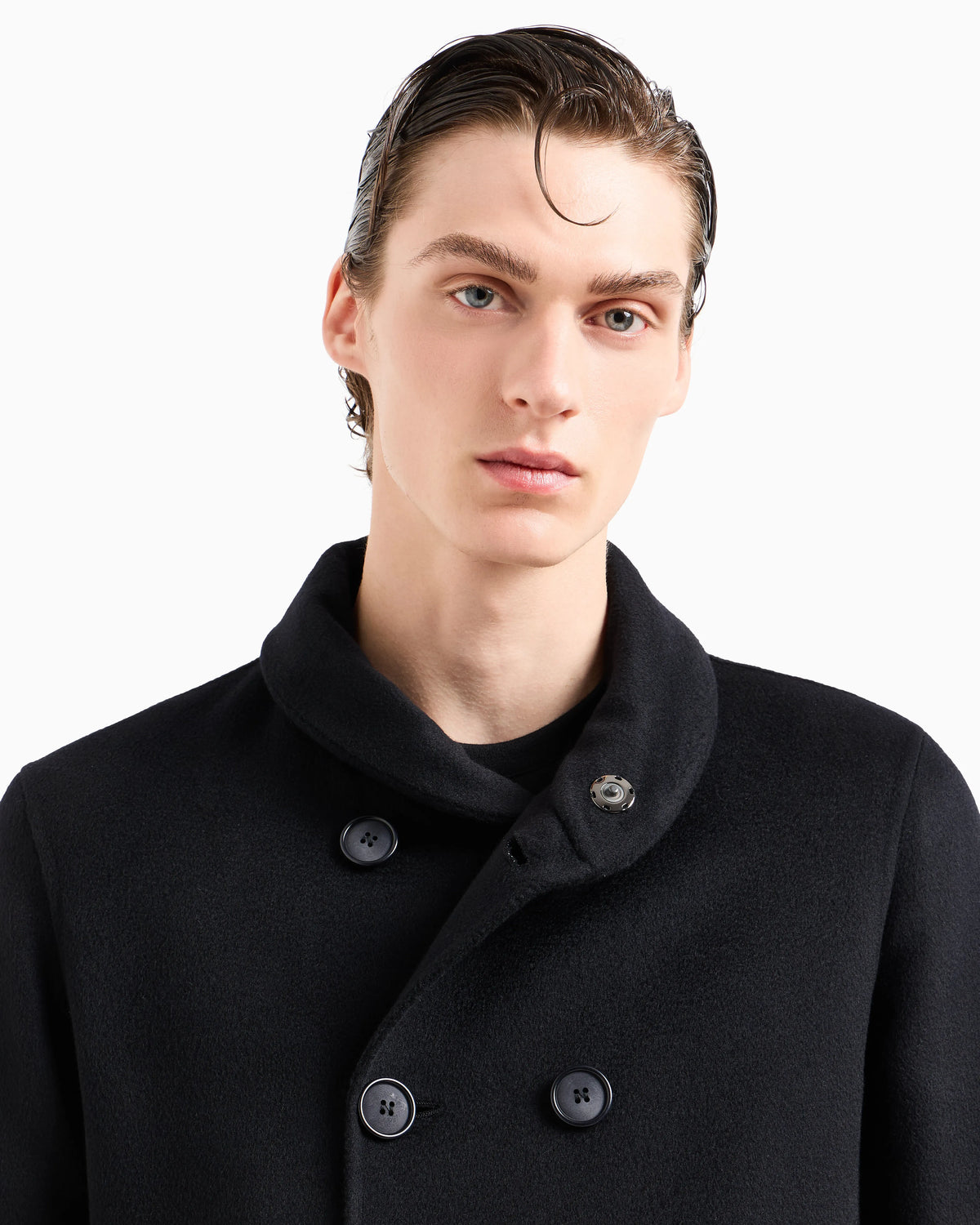 Cashmere coat with a double-breasted shawl collar Icon