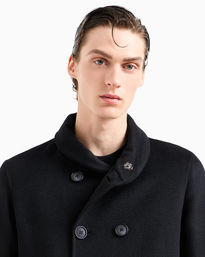 Cashmere coat with a double-breasted shawl collar Icon