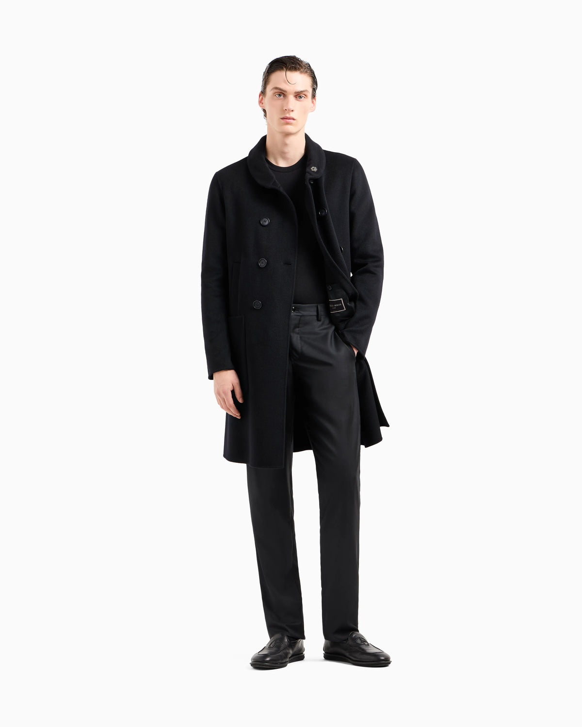 Cashmere coat with a double-breasted shawl collar Icon