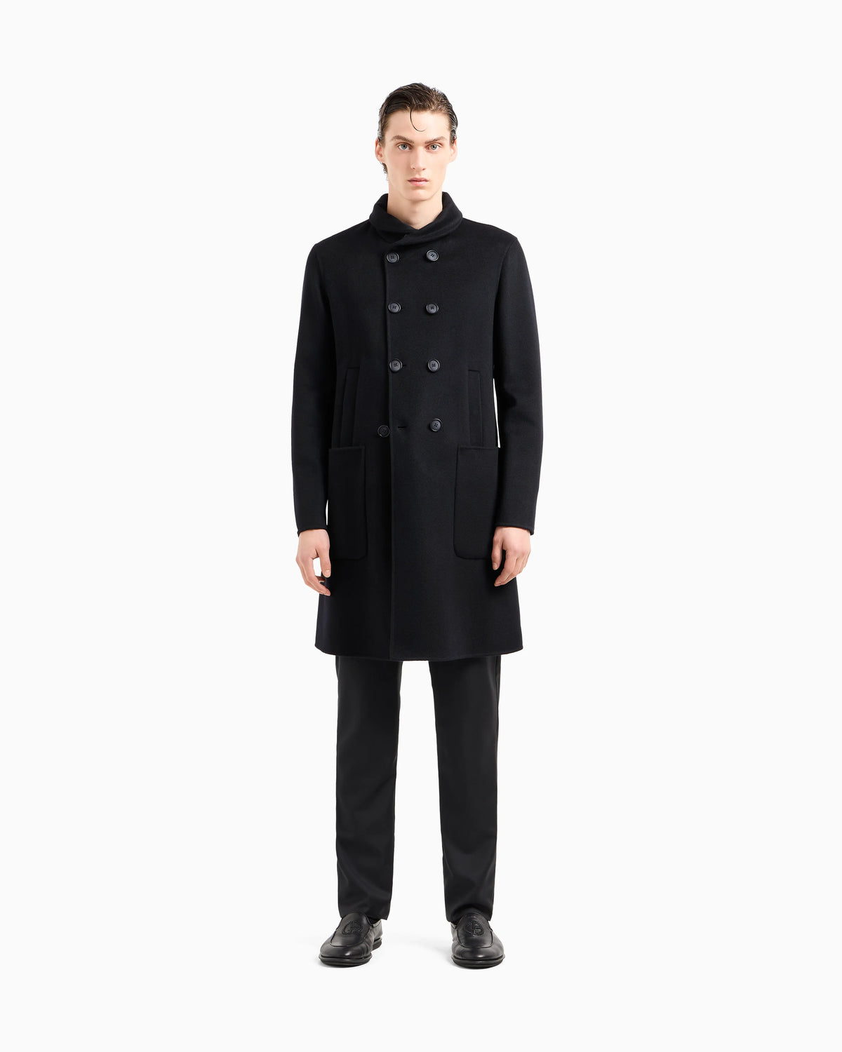 Cashmere coat with a double-breasted shawl collar Icon