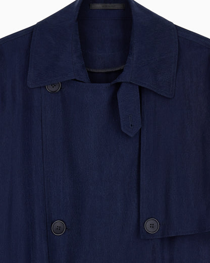 Double-breasted washed cupro coat with a belt Icon