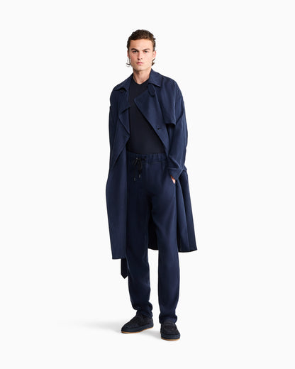 Double-breasted washed cupro coat with a belt Icon