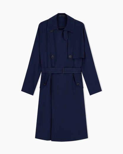 Double-breasted washed cupro coat with a belt Icon