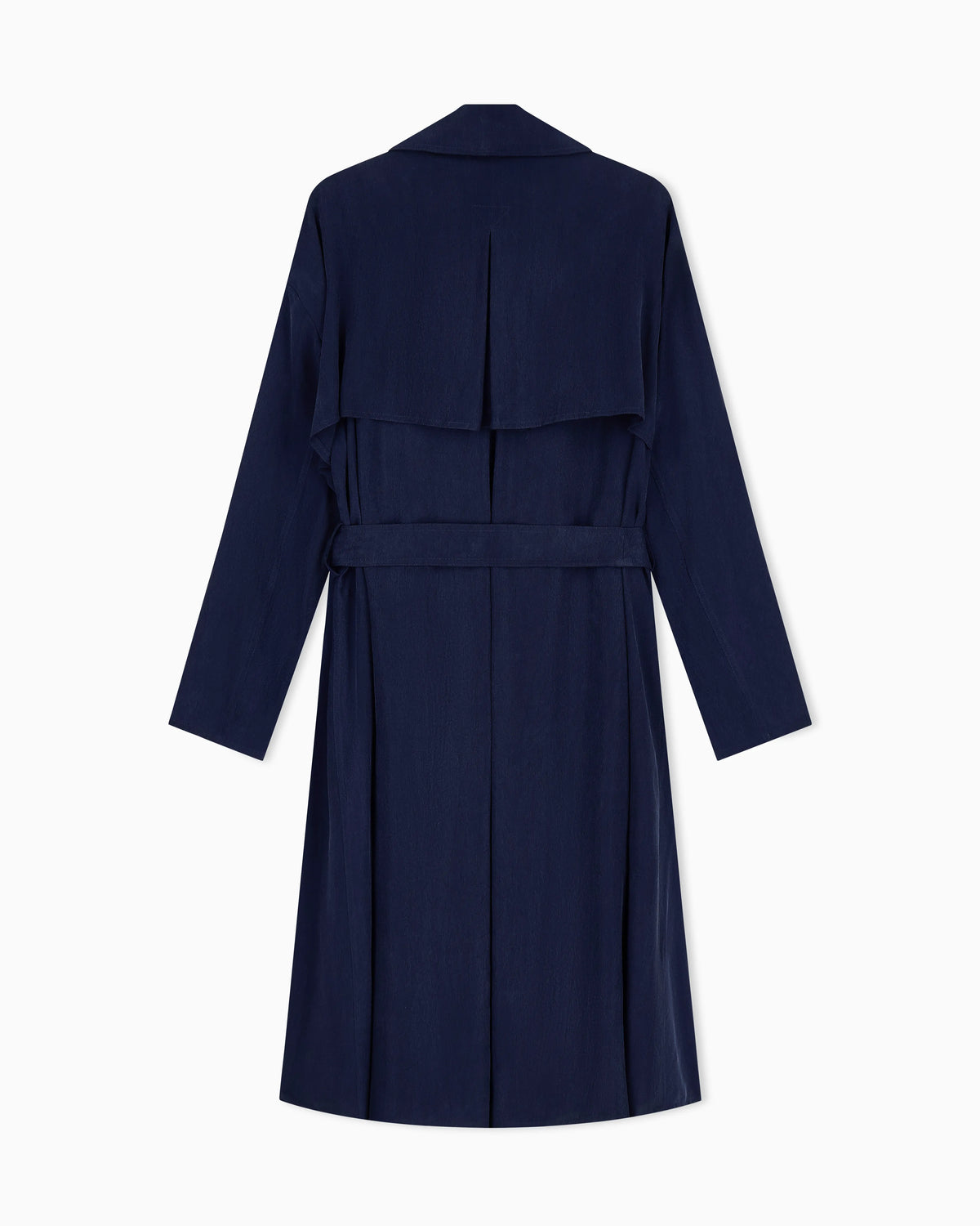 Double-breasted washed cupro coat with a belt Icon