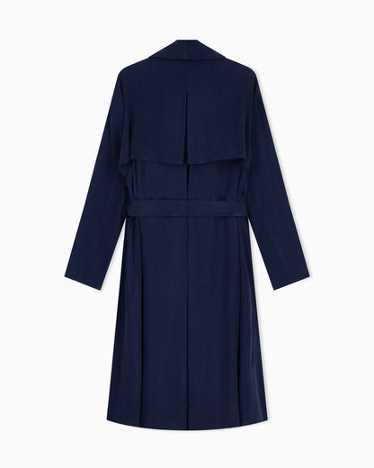 Double-breasted washed cupro coat with a belt Icon