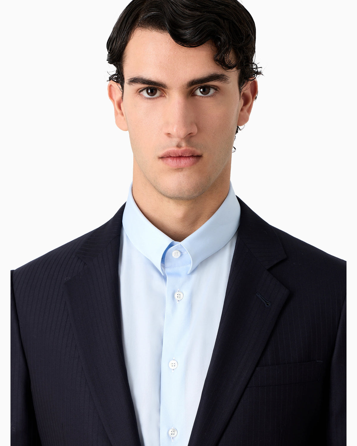 Manhattan Line single-breasted suit in pinstripe virgin wool