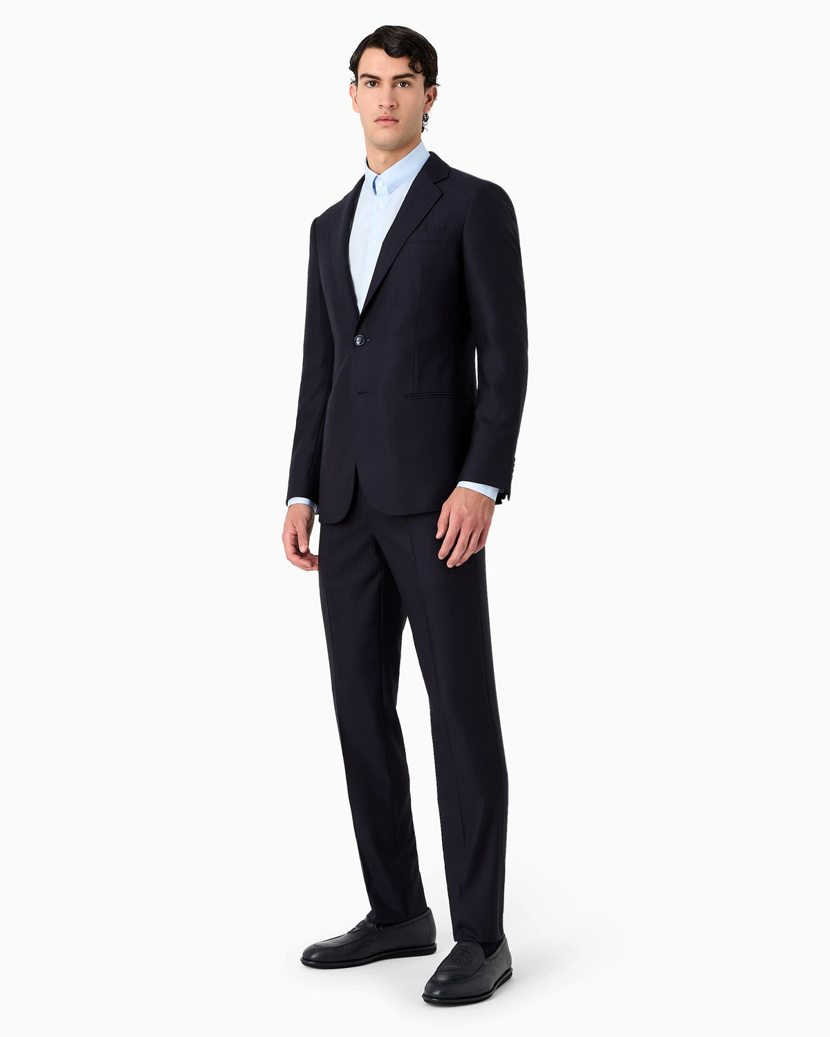 Manhattan Line single-breasted suit in pinstripe virgin wool