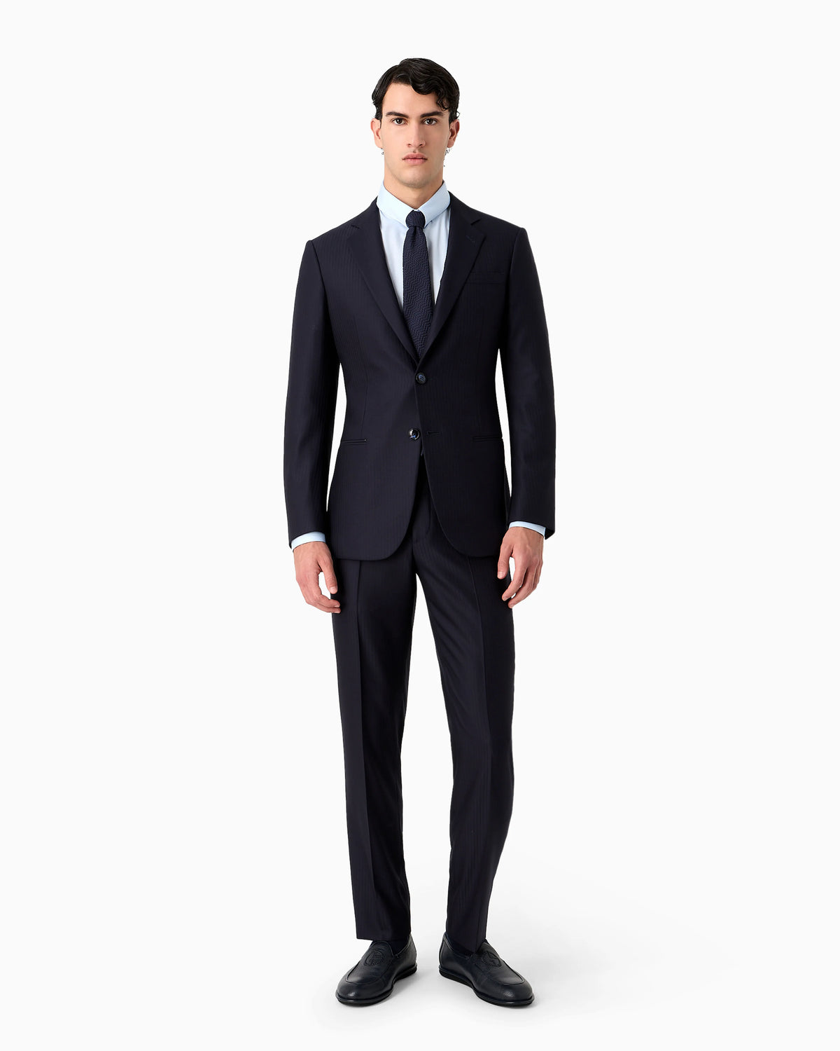 Manhattan Line single-breasted suit in pinstripe virgin wool