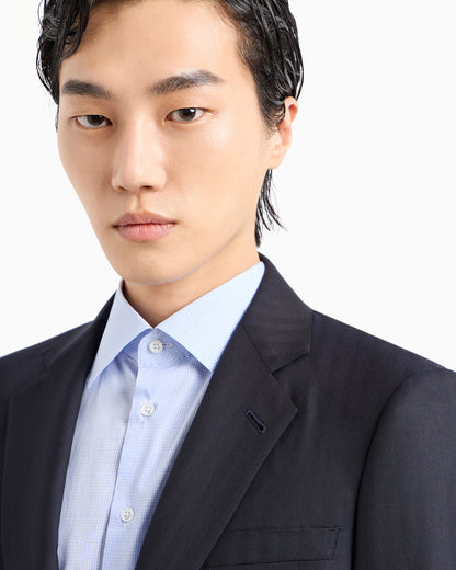 Manhattan line virgin-wool single-breasted suit