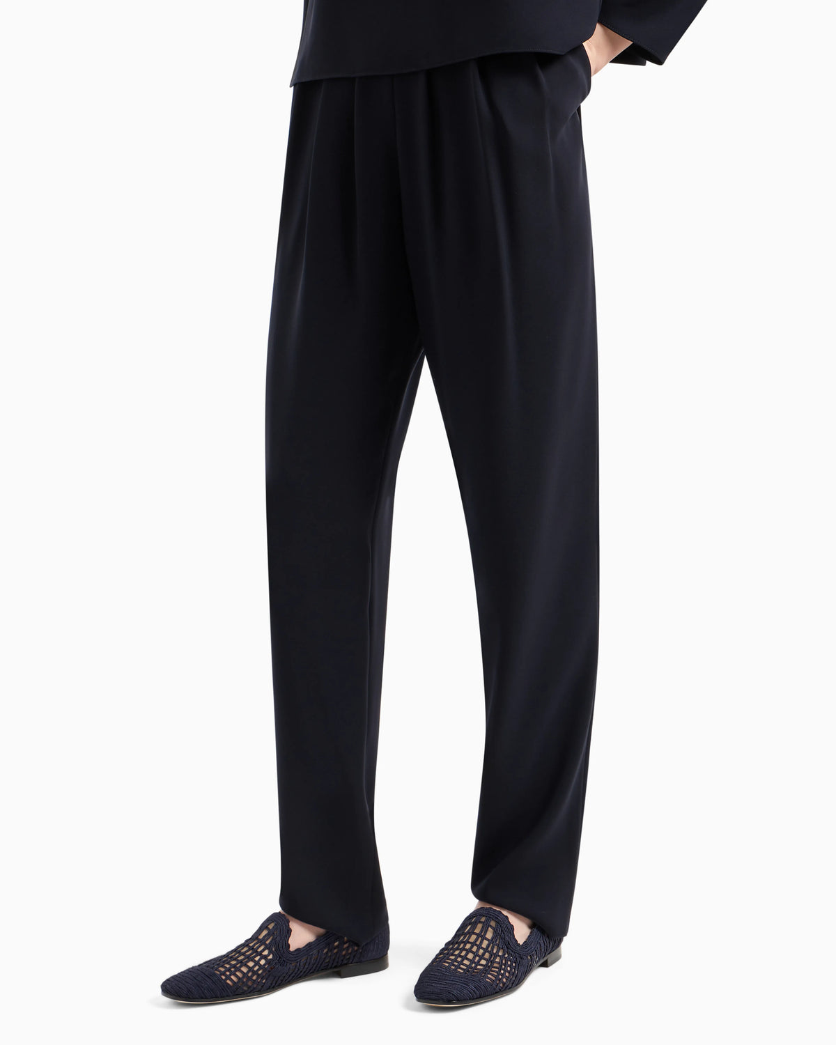 Darted, high-waisted trousers in techno cady