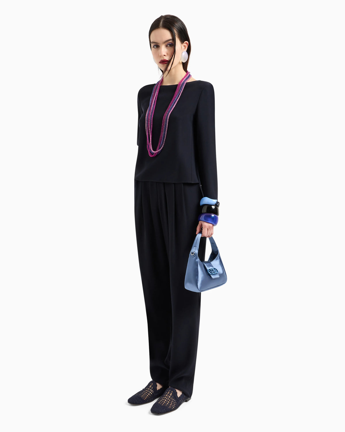 Darted, high-waisted trousers in techno cady